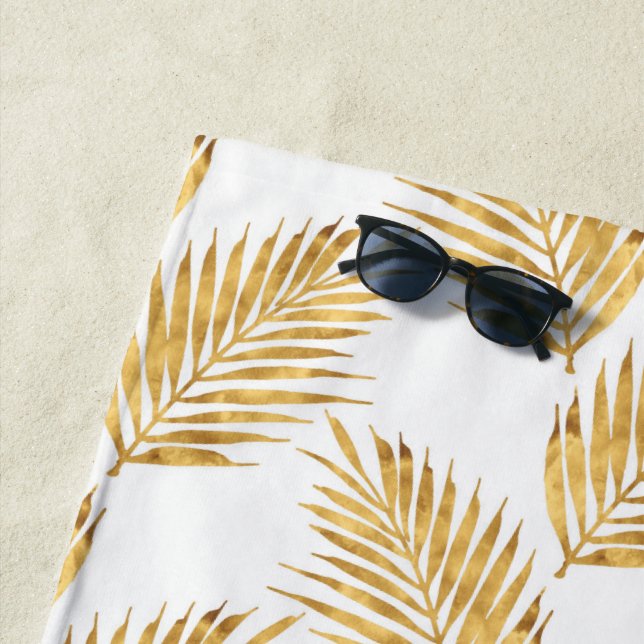 Serviette De Plage Motif d'armature de palme or (En situation)