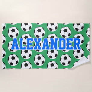 Serviette De Plage Motif de balle de football personnalisé vert