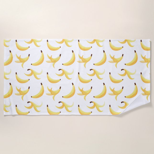 Serviette De Plage Motif de banane jaune rétro drôle éditable pour fê (Devant)