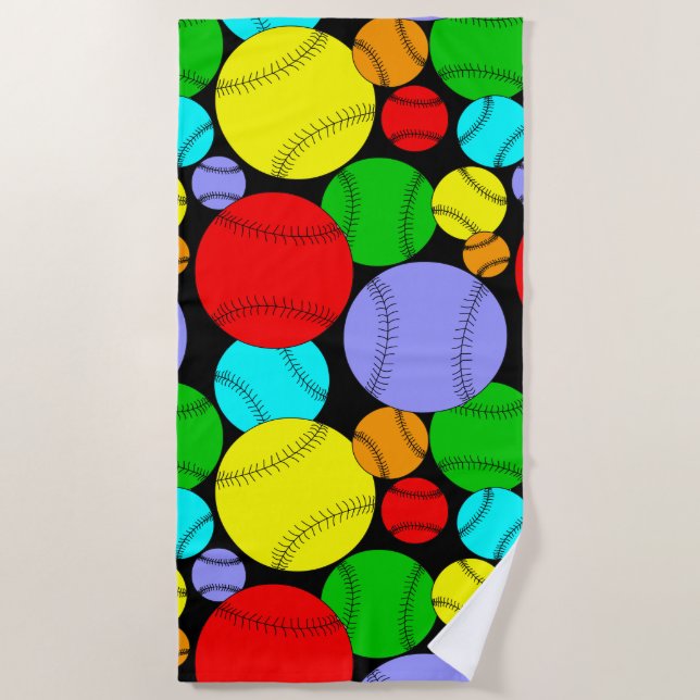 Serviette De Plage Motif de baseball (Devant)