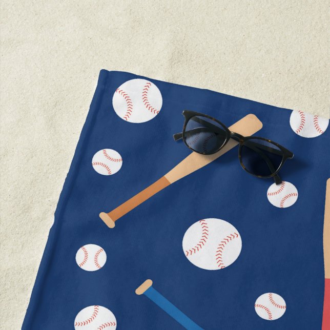 Serviette De Plage Motif de baseball et de bats (En situation)