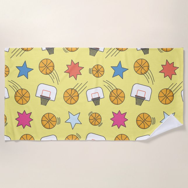 Serviette De Plage Motif de basket amusant (Devant)