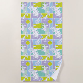 Serviette De Plage Motif de bloc couleur vache et poulet