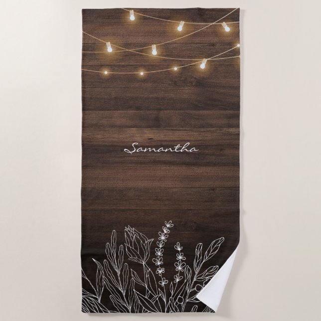 Serviette De Plage Motif de bois à cordes rustiques (Devant)