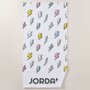 Serviette De Plage Motif de boulon de foudre à doodle mignon
