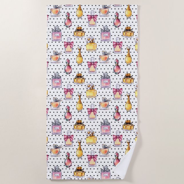 Serviette De Plage Motif de bouteille de Parfum (Devant)