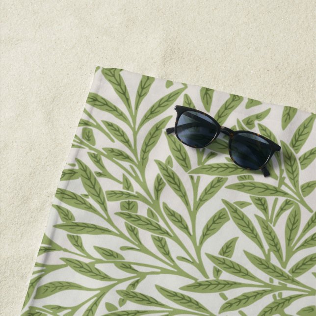 Serviette De Plage Motif de branches feuillues vertes  (En situation)