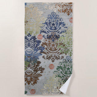 Serviette De Plage Motif de brocart issu d'un collage de tissus