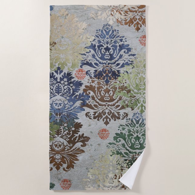 Serviette De Plage Motif de brocart issu d'un collage de tissus (Devant)