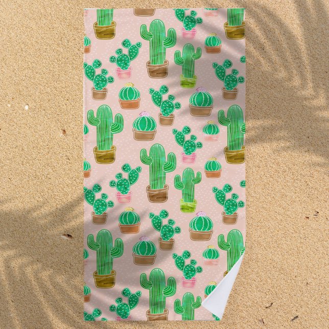 Serviette De Plage Motif de cactus pointillés (Créateur téléchargé)