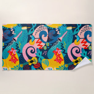 Serviette De Plage Motif de carnaval coloré