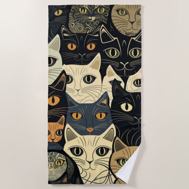 Serviette De Plage Motif de chat Artsy (Devant)
