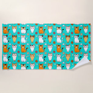 Serviette De Plage Motif de chat coloré mignon 🐱🎨 Balle de laine lu