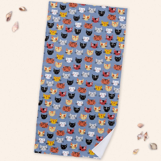 Serviette De Plage Motif de chat mignon (Cute cats beach towel for animal lovers)