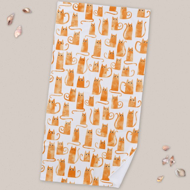 Serviette De Plage Motif de chat orange (Orange ginger cat pattern beach towel)