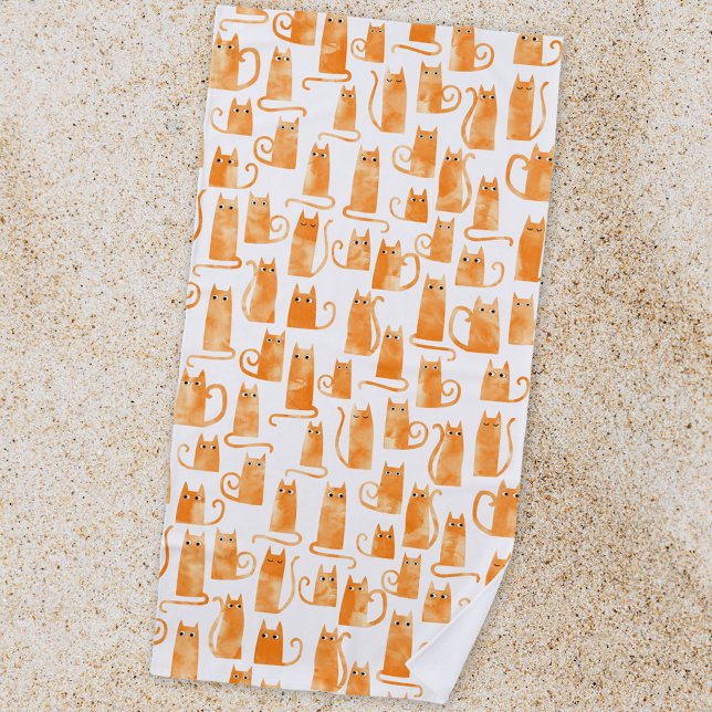 Serviette De Plage Motif de chat orange (Créateur téléchargé)