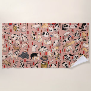 Serviette De Plage Motif de chat Ukiyo-e japonais vintage : Kuniyoshi