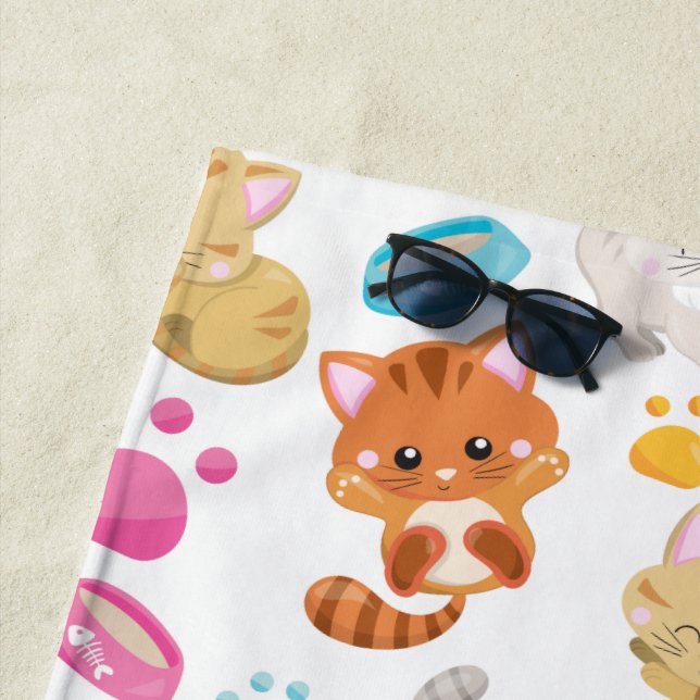 Serviette De Plage Motif De Chats, Chats Mignons, Kitty, Chatons, Paw (En situation)