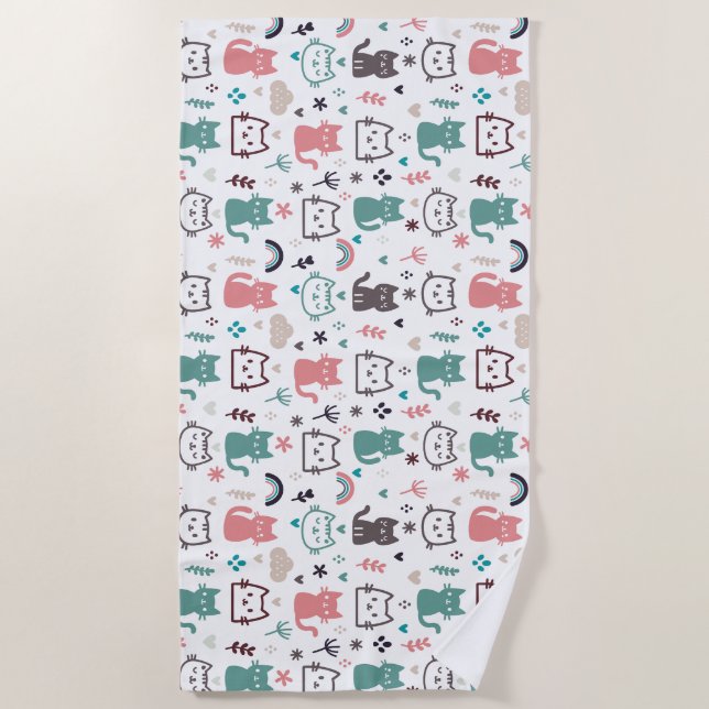 Serviette De Plage Motif de chats mignons (Devant)