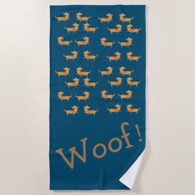 Serviette De Plage Motif de chien de saucisse   (Devant)