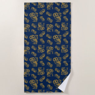 Serviette De Plage Motif de chouette athénienne de la Grèce antique