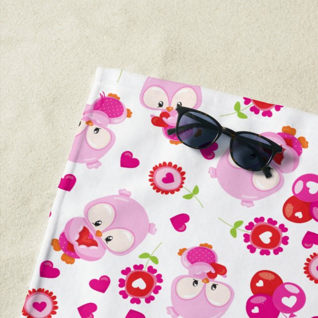 Serviette De Plage Motif De Chouettes, Chouettes Mignonnes, Chouettes (En situation)