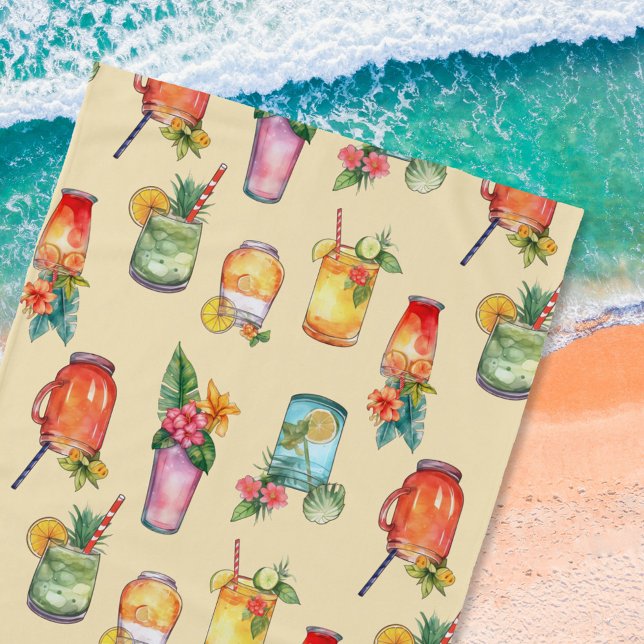 Serviette De Plage Motif de cocktail Fille colorée (Créateur téléchargé)