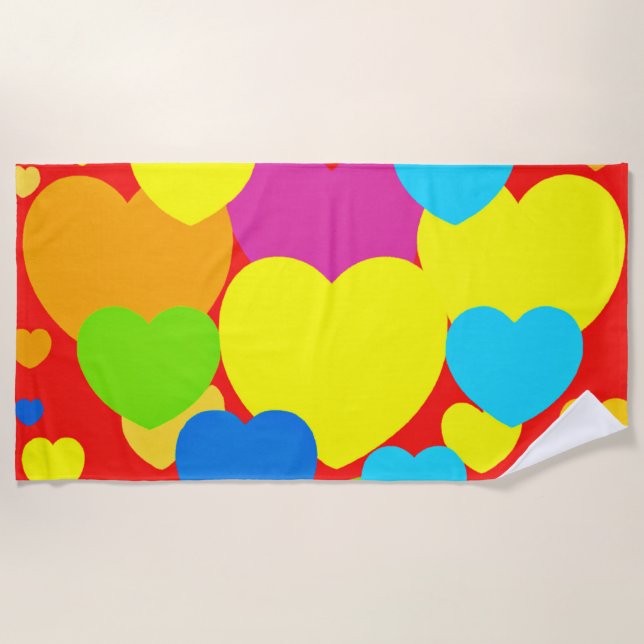 Serviette De Plage Motif de coeur (Devant)