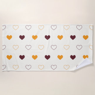 Serviette De Plage Motif de cœur avec des cœurs orange et marron