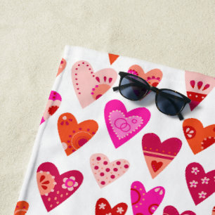 Serviette De Plage Motif de coeur Rouge rose moderne