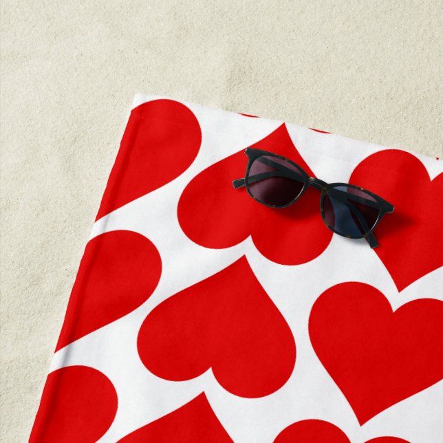 Serviette De Plage Motif de cœurs rouges, romantique, amour (En situation)