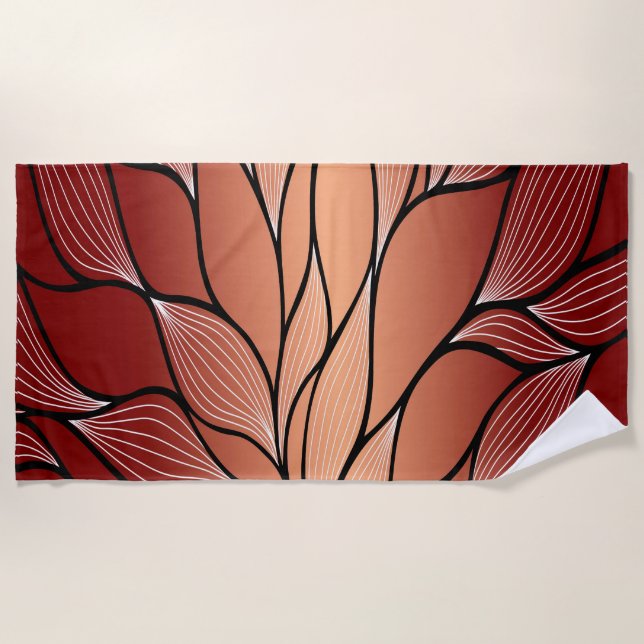 Serviette De Plage Motif de congé de bronze de cuivre rustique (Devant)