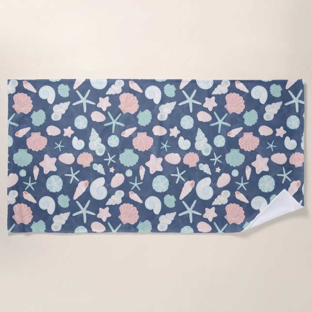 Serviette De Plage motif de coquillages (Devant)