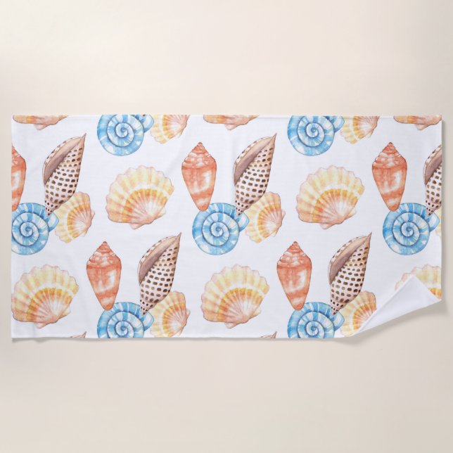 Serviette De Plage Motif de coquillages colorés (Devant)