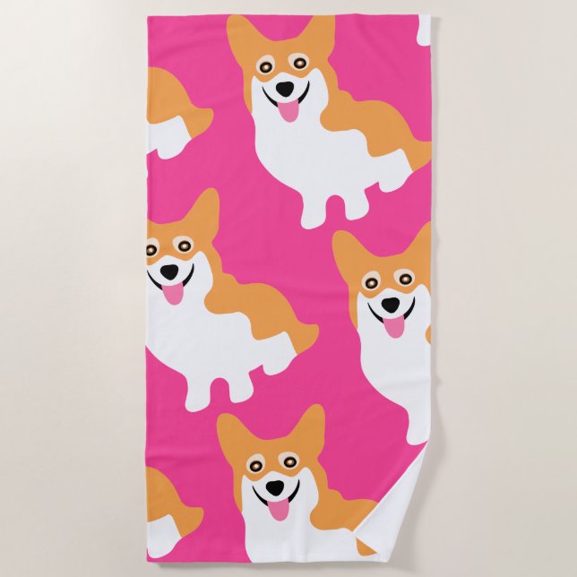 Serviette De Plage Motif de corgi de Gallois de Pembroke (Devant)