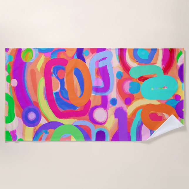 Serviette De Plage Motif de couleurs vives (Devant)