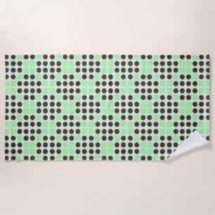 Serviette De Plage Motif de courtepoint de crème verte menthe et pépi