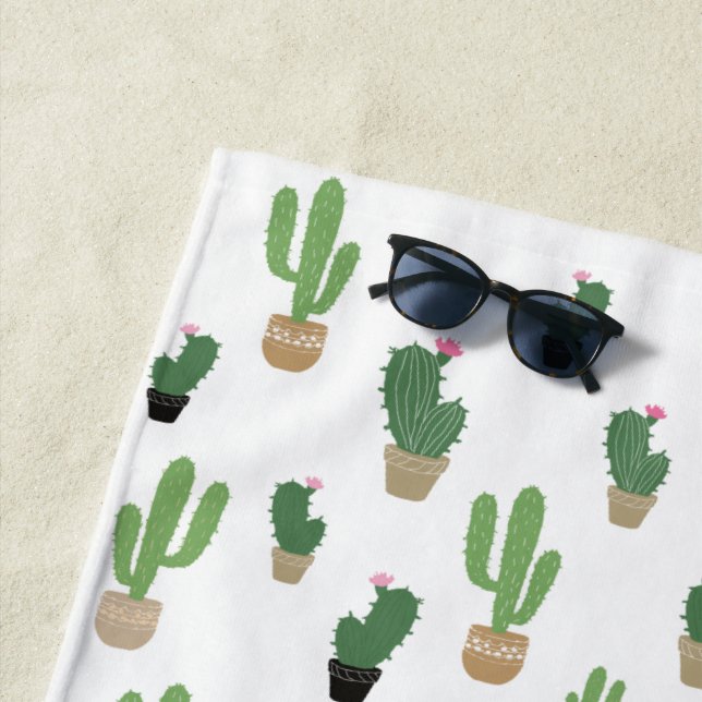 Serviette De Plage Motif de Cute Cactus (En situation)
