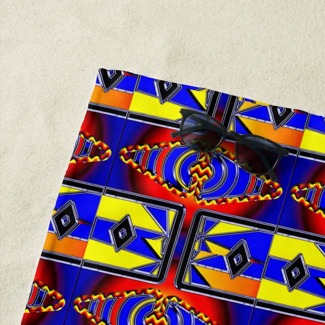 Serviette De Plage Motif de dégradé géométrique (En situation)