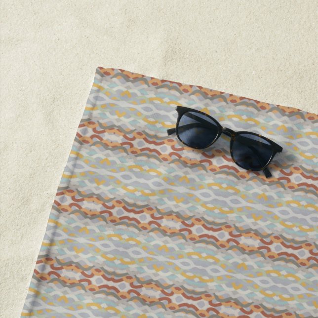Serviette De Plage Motif de design de bloc de couleur géométrique d'é (En situation)
