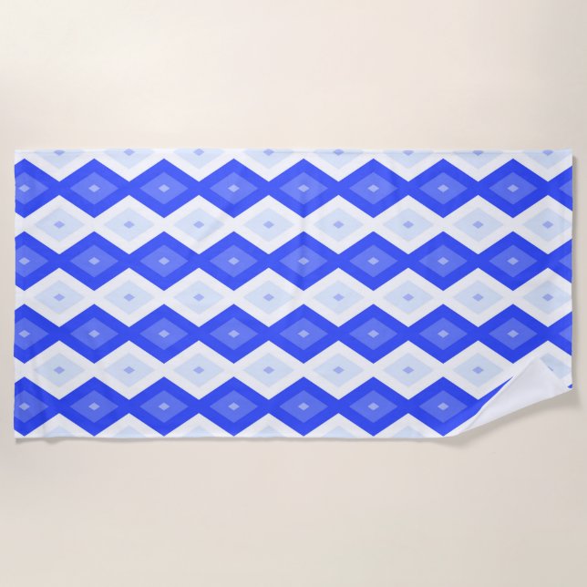 Serviette De Plage Motif de diamant bleu royal (Devant)