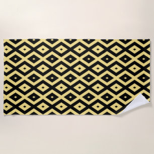 Serviette De Plage Motif de diamant jaune citron et noir