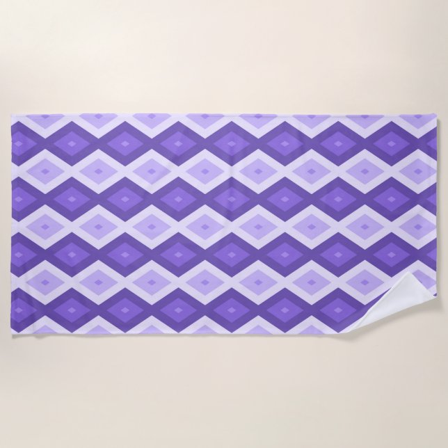 Serviette De Plage Motif de diamant violet (Devant)