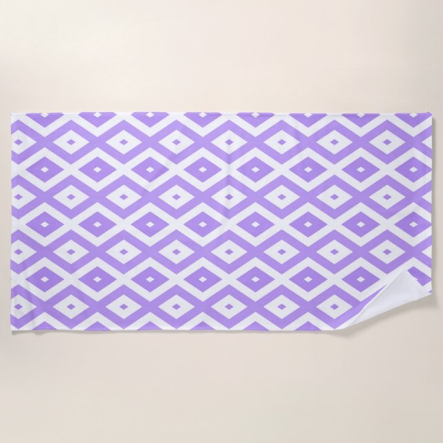 Serviette De Plage Motif de diamants violet et blanc (Devant)
