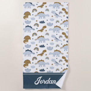 Serviette De Plage Motif de dinosaure arc-en-ciel mignon