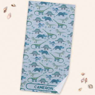 Serviette De Plage Motif de dinosaure avec nom personnalisé amusant