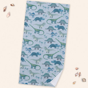 Serviette De Plage Motif de dinosaure bleu préhistorique mignon