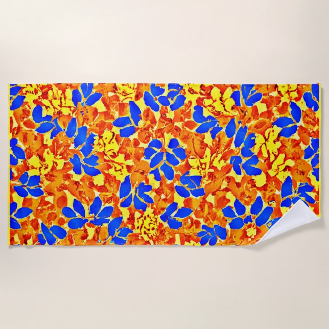 Serviette De Plage Motif de feuillage couleur chic (Devant)