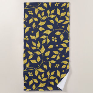 Serviette De Plage Motif de feuilles de Parties scintillant Gold Faux