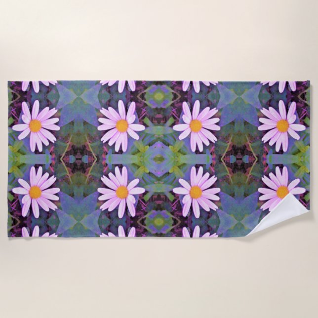 Serviette De Plage Motif de fleur de marguerite rose rétro (Devant)